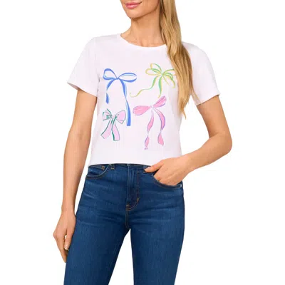 CECE CECE BOW COTTON GRAPHIC T-SHIRT