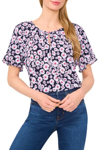 CECE CECE KEYHOLE RUFFLE TOP