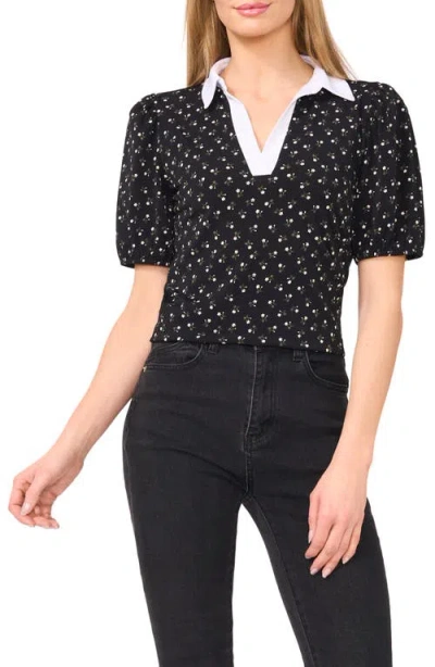 CECE CECE PUFF SLEEVE COLLAR TOP