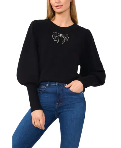 CECE WOMEN'S RIBBON BOW CREW NECK SWEATER