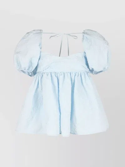 CECILIE BAHNSEN BLOUSE WITH GATHERED BACK AND PUFF SLEEVES