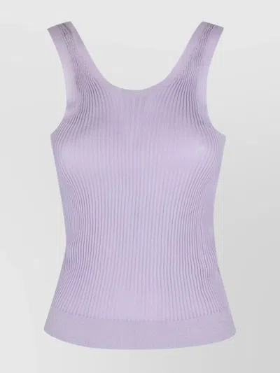 CECILIE BAHNSEN KNIT TOP WITH RIBBED TEXTURE AND SCOOP NECK