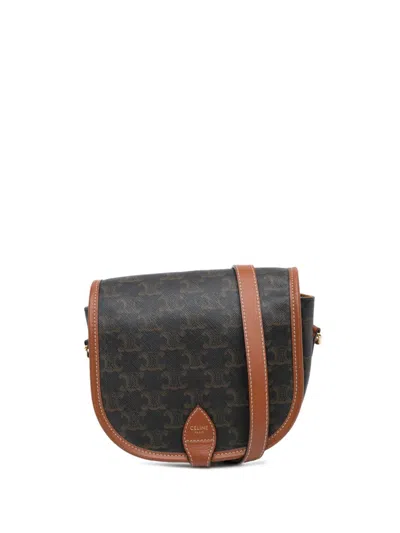 CELINE 2019 MEDIUM TRIOMPHE COATED CANVAS FOLCO CROSSBODY BAG