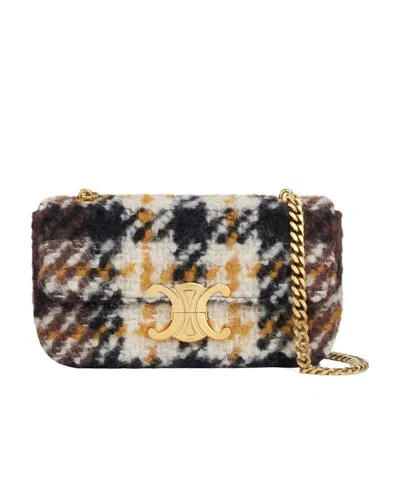 CELINE CHAIN SHOULDER BAG TRIOMPHE IN TARTAN