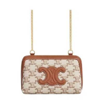 CELINE CELINE CLUTCH ON CHAIN CUIR TRIOMPHE PRINT