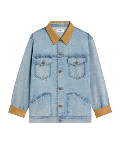 CELINE TRUCKER JACKET IN BLUE ECLIPSE WASH DENIM
