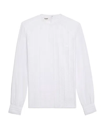 CELINE EMBROIDERED COTTON MUSLIN BLOUSE