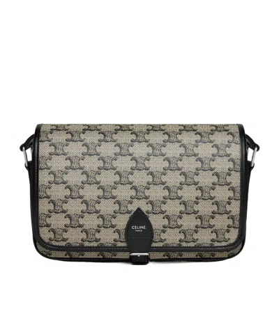 CELINE SMALL FOLCO MESSENGER IN TRIOMPHE CANVAS AND CALFSKIN