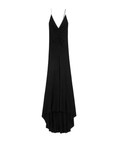 CELINE LONG DRAPED DRESS IN SILK GEORGETTE