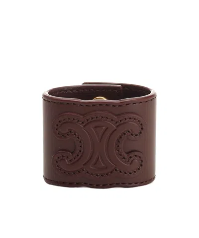 CELINE TRIOMPHE HAIR CUFF IN CALFSKIN AND BRASS WITH GOLD FINISH