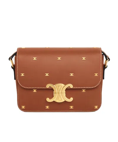 CELINE TEEN TRIOMPHE BAG IN NATURAL CALFSKIN WITH TRIOMPHE STUDS