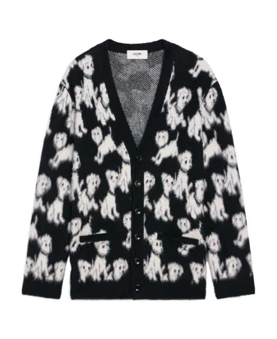 CELINE ARTIST JACQUARD CARDIGAN IN BRUSHED COTTON