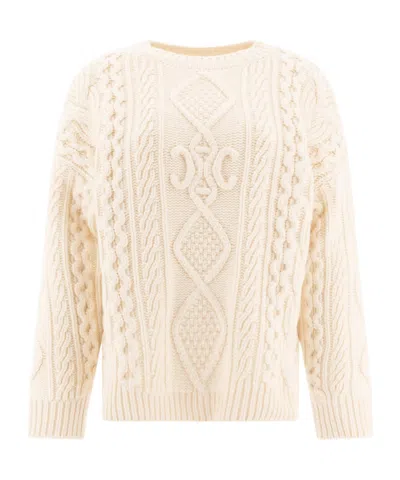 CELINE CREW NECK SWEATER IN ARAN CASHMERE AND WOOL