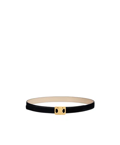 CELINE MEDIUM 25MM REVERSIBLE FRAMED TRIOMPHE BELT IN TAURILLON