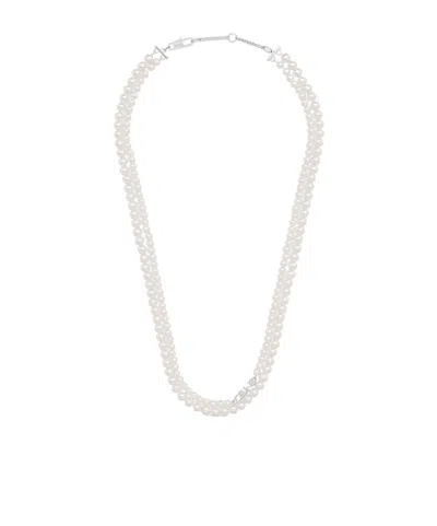 CELINE CELINE MONOCHROMS DOUBLE PEARL NECKLACE IN BRASS AND GLASS PEARL