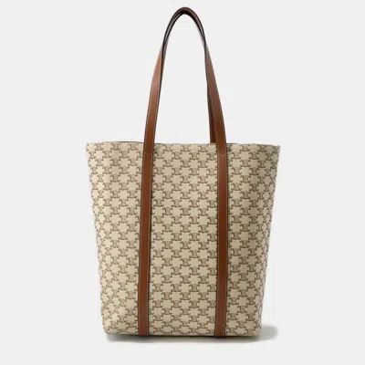 CELINE MUSEUM BAG NATURAL/TAN TRIOMPHECANVAS LEATHER