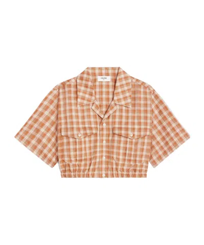 CELINE CROPPED SHIRT IN CHECKED SILK