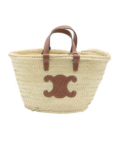 CELINE TEEN CELINE CLASSIC PANIER IN PALM LEAVES AND CALFSKIN