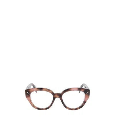 CELINE TORTOISESHELL-EFFECT ROUND-FRAME GLASSES
