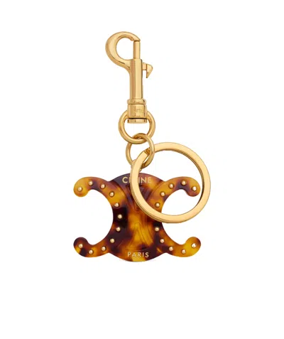 CELINE TRIOMPHE KEYRING CHARM IN PLEXIGLASS WITH GOLD FINISHING