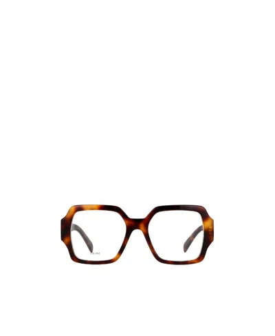 CELINE TRIOMPHE TORTOISESHELL-EFFECT SQUARE-FRAME GLASSES