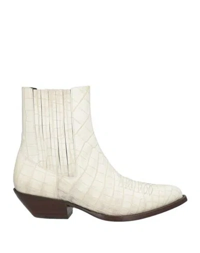 CELINE CELINE WOMAN ANKLE BOOTS CREAM SIZE 10 CALFSKIN