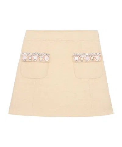 CELINE EMBROIDERED MINI SKIRT IN BOUCLETTE NATTÉ
