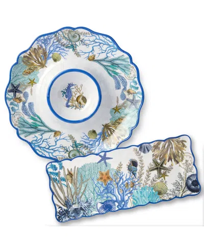 CERTIFIED INTERNATIONAL BLUE LAGOON MELAMINE 2-PIECE APPETIZER SET