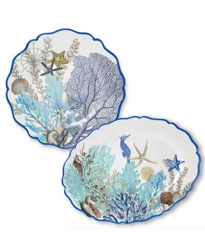 CERTIFIED INTERNATIONAL BLUE LAGOON MELAMINE PLATTERS, SET OF 2