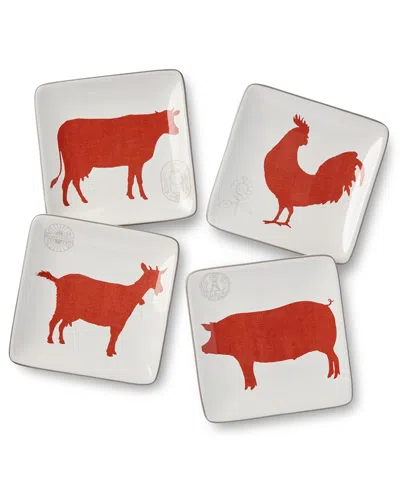 CERTIFIED INTERNATIONAL CERTIFIED INTERNATIONAL VINTAGE FARM SET OF 4 CANAPE PLATES