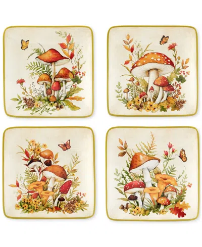 CERTIFIED INTERNATIONAL WOODLAND CRITTERS CANAPE PLATES, SET OF 4