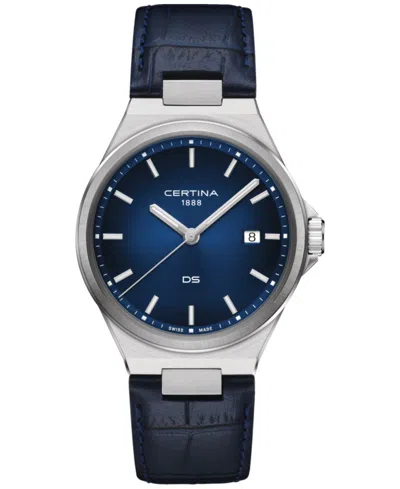 CERTINA MEN'S SWISS DS-7 BLUE LEATHER STRAP WATCH 39MM
