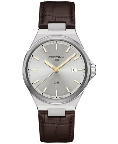 CERTINA MEN'S SWISS DS-7 BROWN LEATHER STRAP WATCH 39MM