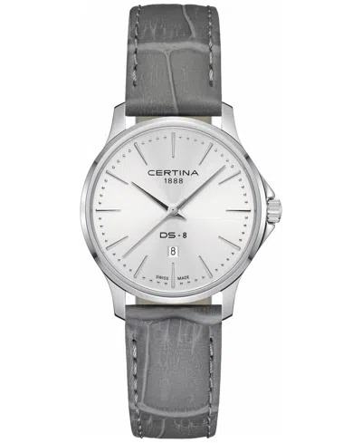 CERTINA WOMEN'S SWISS DS-8 GRAY LEATHER STRAP WATCH 31MM