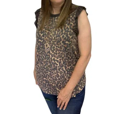 CES FEMME ANIMAL PRINT BLOUSE IN BROWN