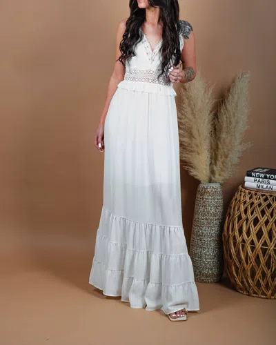 CEZELE HEAD OVER HEELS TIERED MAXI DRESS IN WHITE