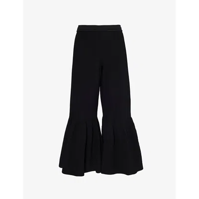 CFCL WOMENS BLACK HYPHA PLEATED BELL-BOTTOM KNITTED TROUSERS