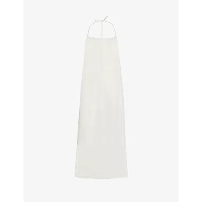 CFCL FCL WOMENS WHITE MILAN HALTERNECK APRON KNITTED MIDI DRESS