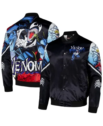 CHALK LINE MEN'S BLACK/BLUE VENOM SYMBIOTE FANIMATION SATIN FULL-SNAP JACKET