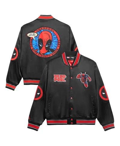 CHALK LINE MEN'S BLACK/RED DEADPOOL FANIMATION SATIN FULL-SNAP JACKET
