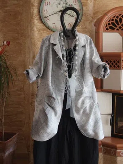 CHALONA CHALONA LAGENLOOK SOMMERLICHER JAQUARD JACKE UNGEFÜTTERT SILBER GR. L 44 46