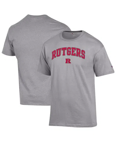 CHAMPION MEN'S HEATHER GRAY RUTGERS SCARLET KNIGHTS ARCH OVER LOGO T-SHIRT