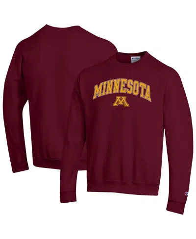 CHAMPION MEN'S MAROON MINNESOTA GOLDEN GOPHERS ARCH OVER LOGO PULLOVER SWEATSHIRT