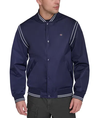 CHAMPION MEN'S VARSITY STRIPE BOMBER JACKET
