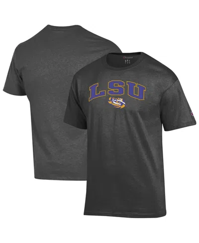 CHAMPION MEN'SÂ CHARCOAL LSU TIGERS ARCH OVER LOGO T-SHIRT