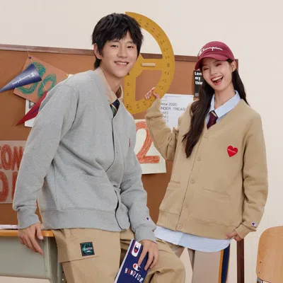 CHAMPION Champion 【品牌直营】秋冬爱心徽标卫衣开衫男V领休闲保暖