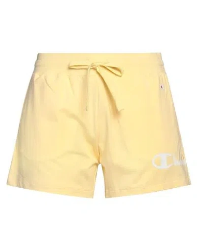 CHAMPION CHAMPION WOMAN SHORTS & BERMUDA SHORTS YELLOW SIZE L COTTON, ELASTANE