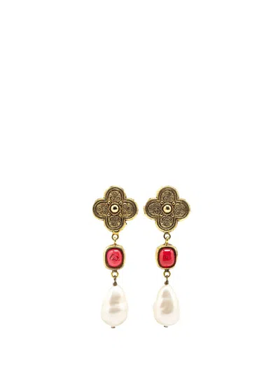 CHANEL 1984 GOLD PLATED FAUX PEARL CLIP ON EARRINGS COSTUME EARRINGS