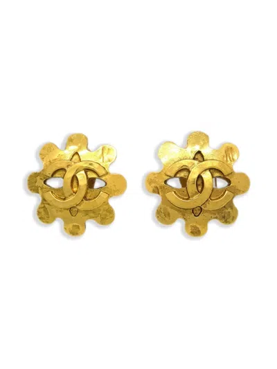 CHANEL 1994 CC FLORAL CLIP-ON EARRINGS