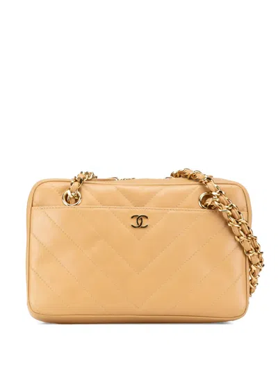 CHANEL 2000-2002 CC CHEVRON QUILTED LAMBSKIN CHAIN SHOULDER BAG